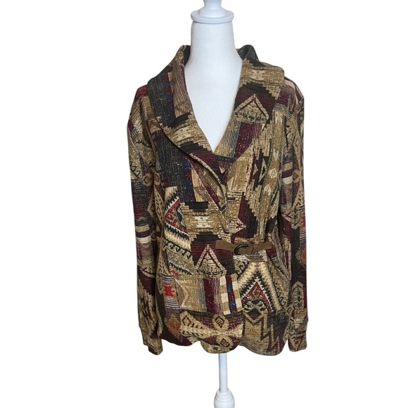 Lauren Jeans Co LRL Ralph Lauren Jacket Aztec Buckle Medium Southwestern Boho - Picture 1 of 12